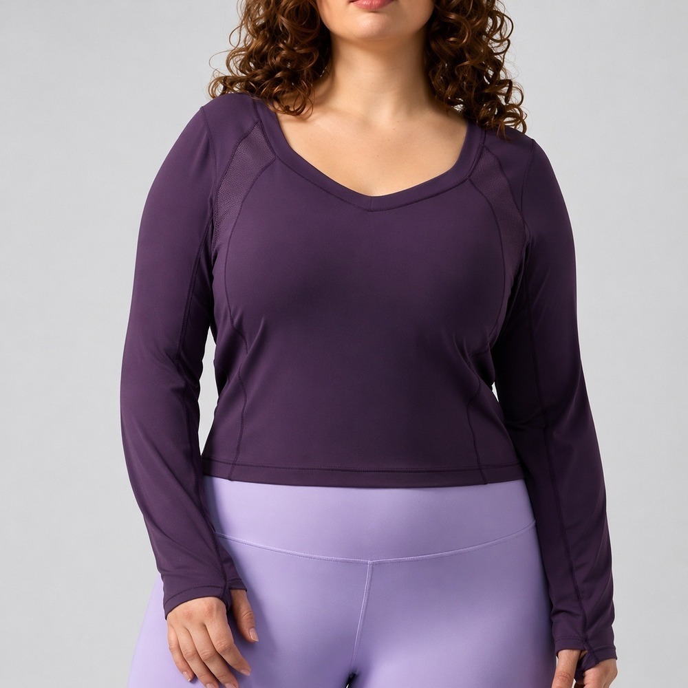 Athleta New Shanti Lace Deep Crocus Violet Purple Long Sleeve Active Top SZ 3X